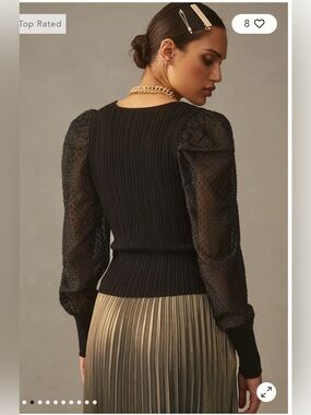 Anthropologie Puff-Sleeve Shimmer Sweater